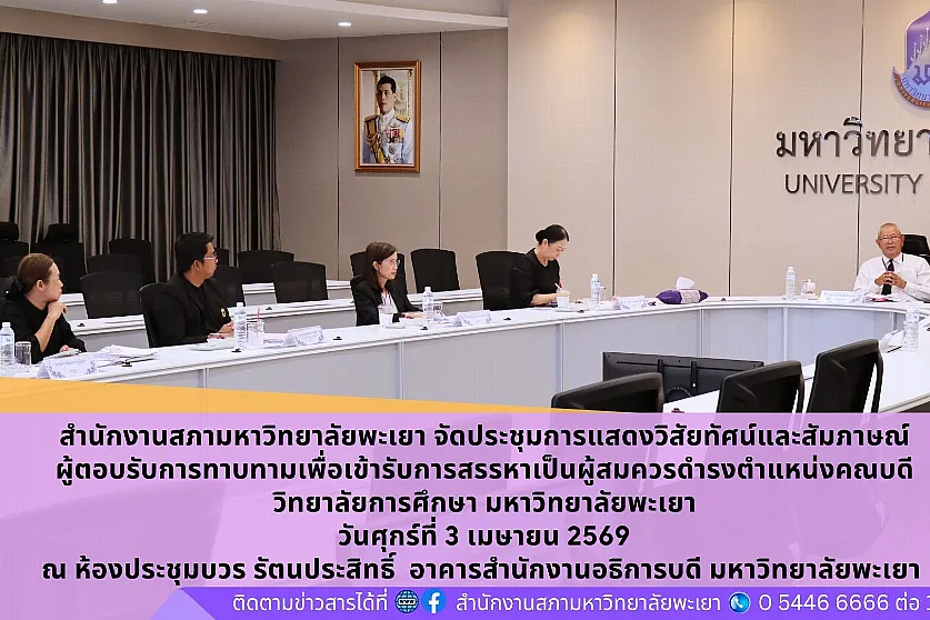 ประชุมการแสดงวิสัยทัศน์และสัมภาษณ์ผู้ตอบรับการทาบทามเพื่อเข้ารับการสรรหาเป็นผู้สมควรดำรงตำแหน่งคณบดีวิทยาลัยการศึกษา
